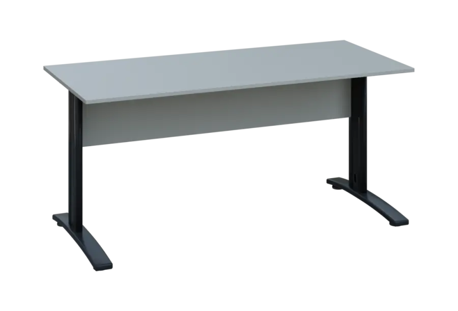 EPK 27 - 16 stůl kancelářský, kovová podnož černá, deska 25 mm, široký 1600 mm, šedá